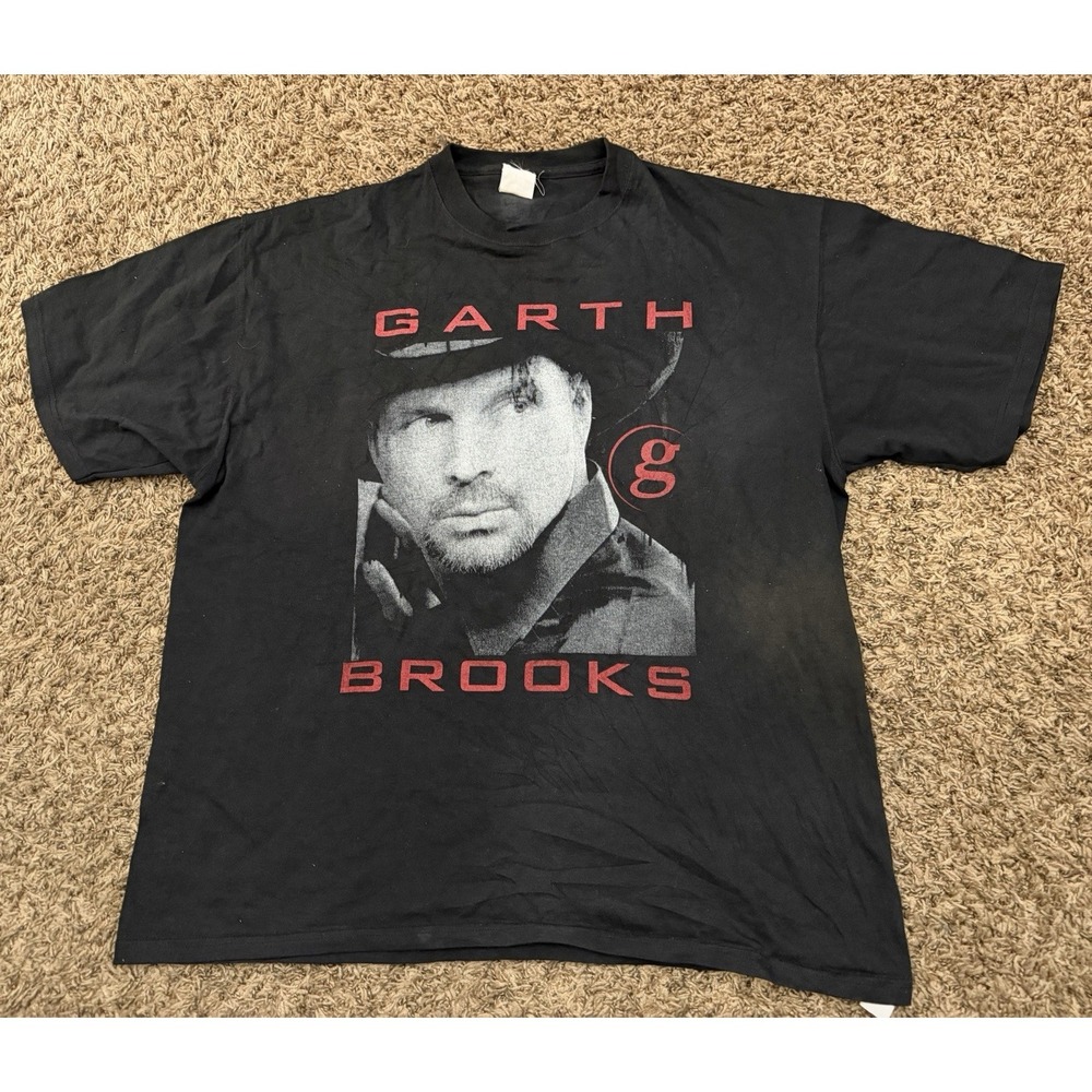 Vintage Garth Brooks Tour T Shirt Distressed No Tag Staples Center Men's Sz XL